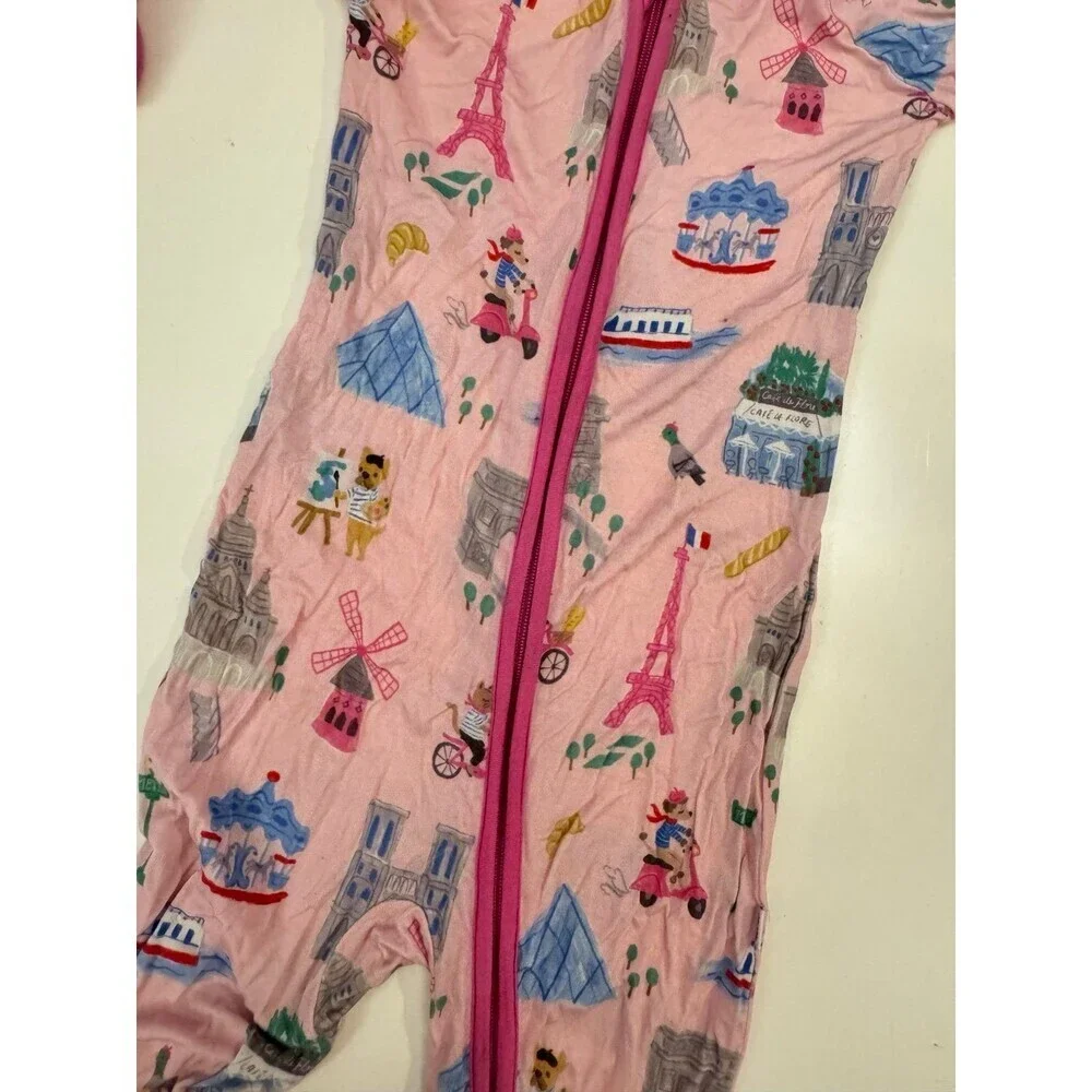 Little Sleepies Weekend In Paris Print Zippy Pajamas 12–18M Bamboo Pink